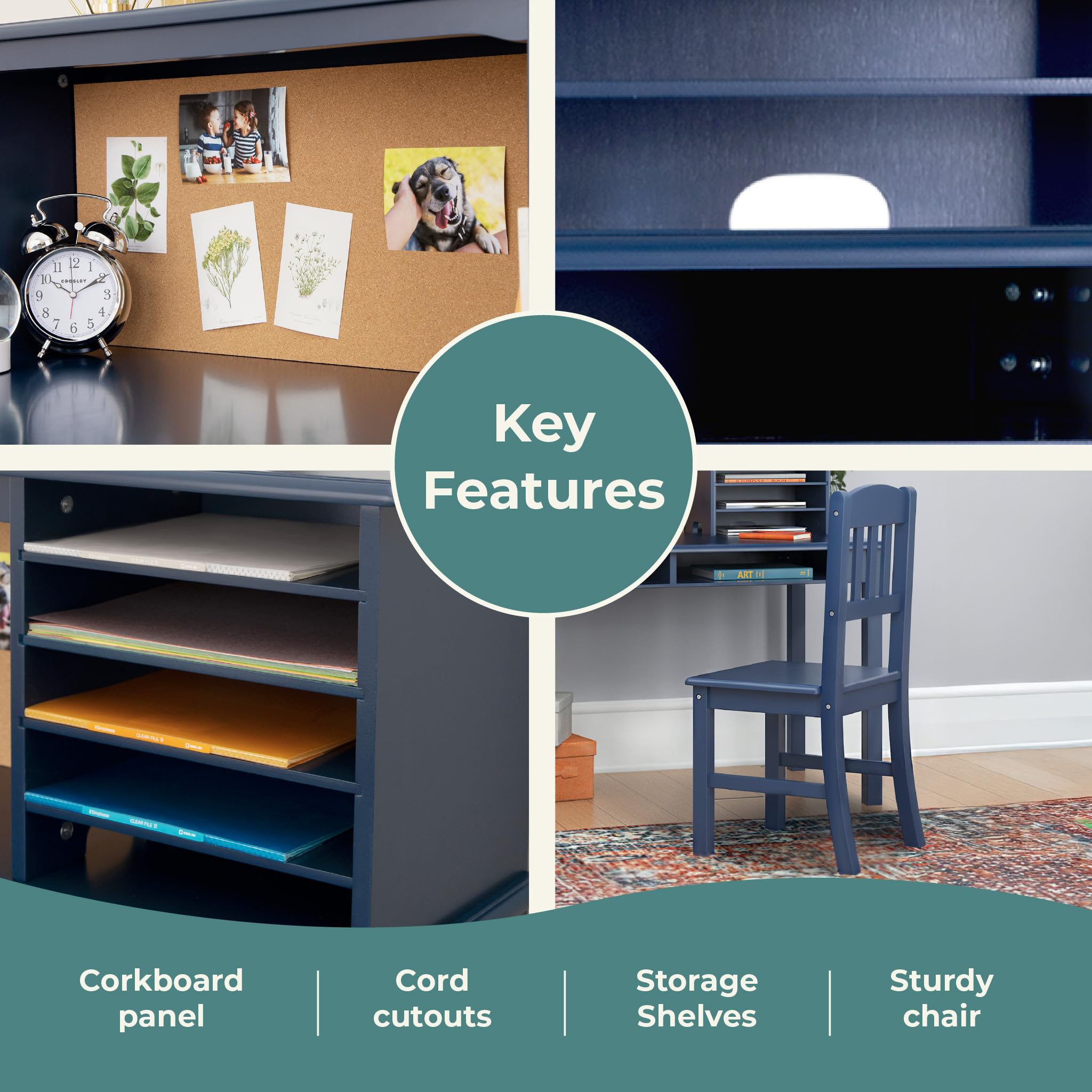 Kids Media Desk & Chair Set - Navy