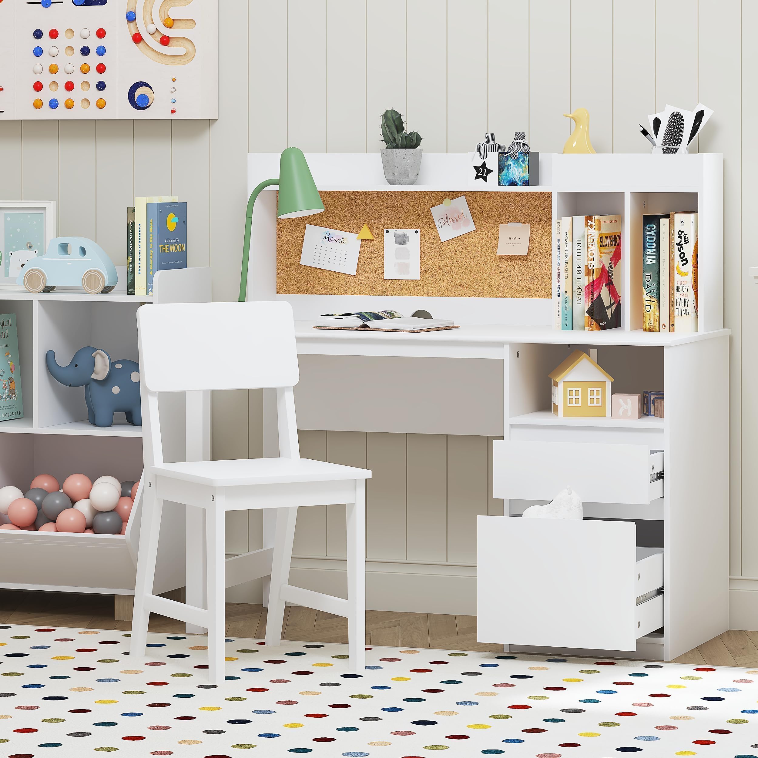 Kids Study Desk & Chair Set with Storage