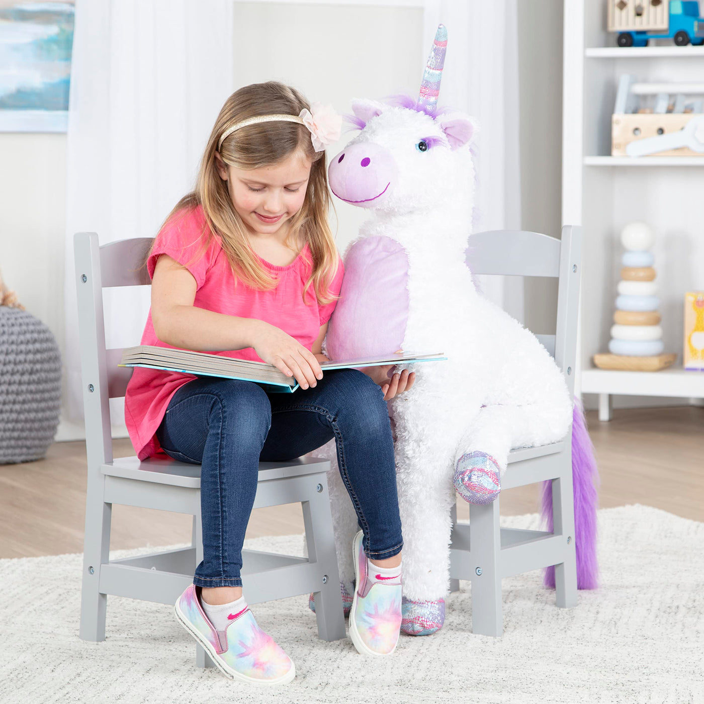 Kids Wooden Chair Set - Gray