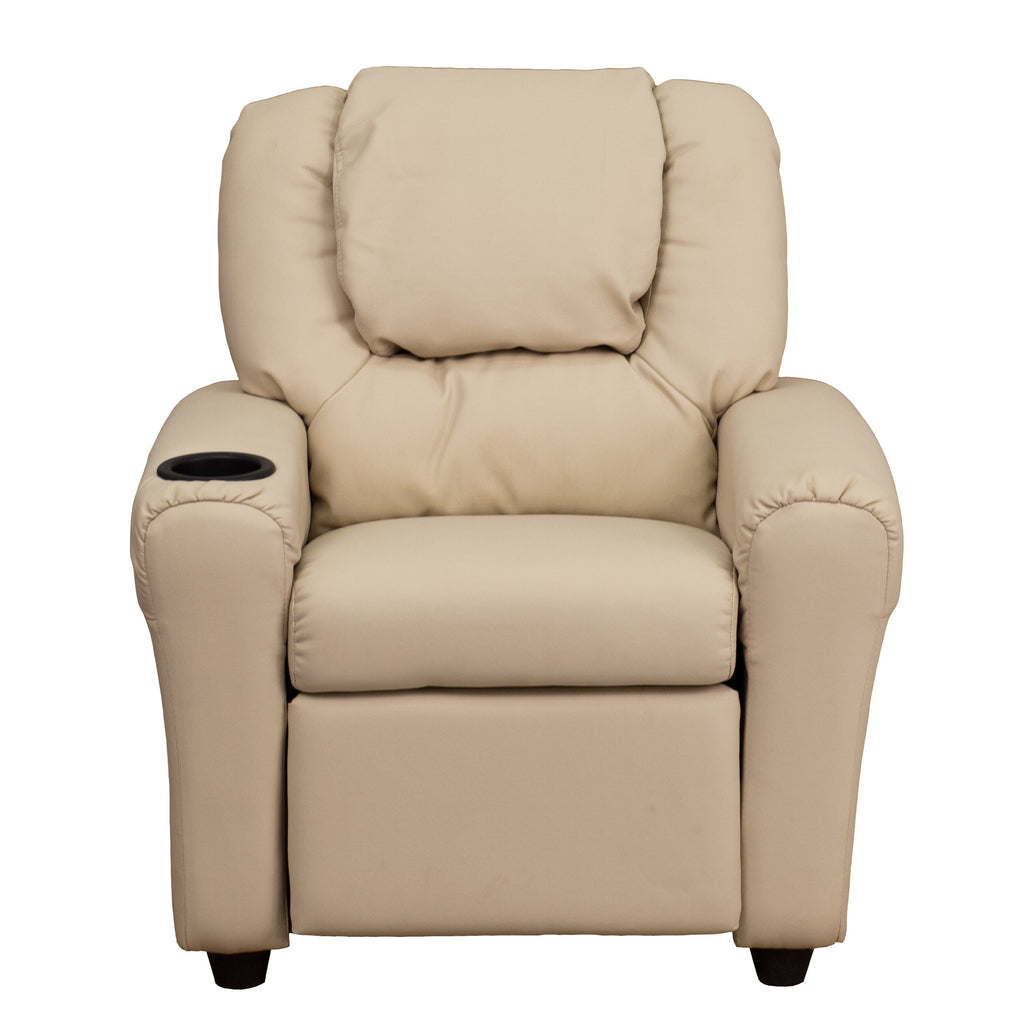 Kids Recliner Chair with Cup Holder - Beige