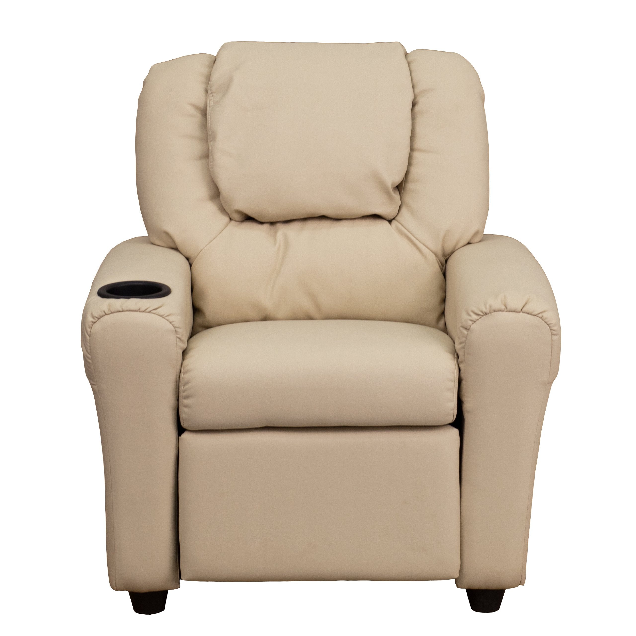 Kids Recliner Chair with Cup Holder - Beige