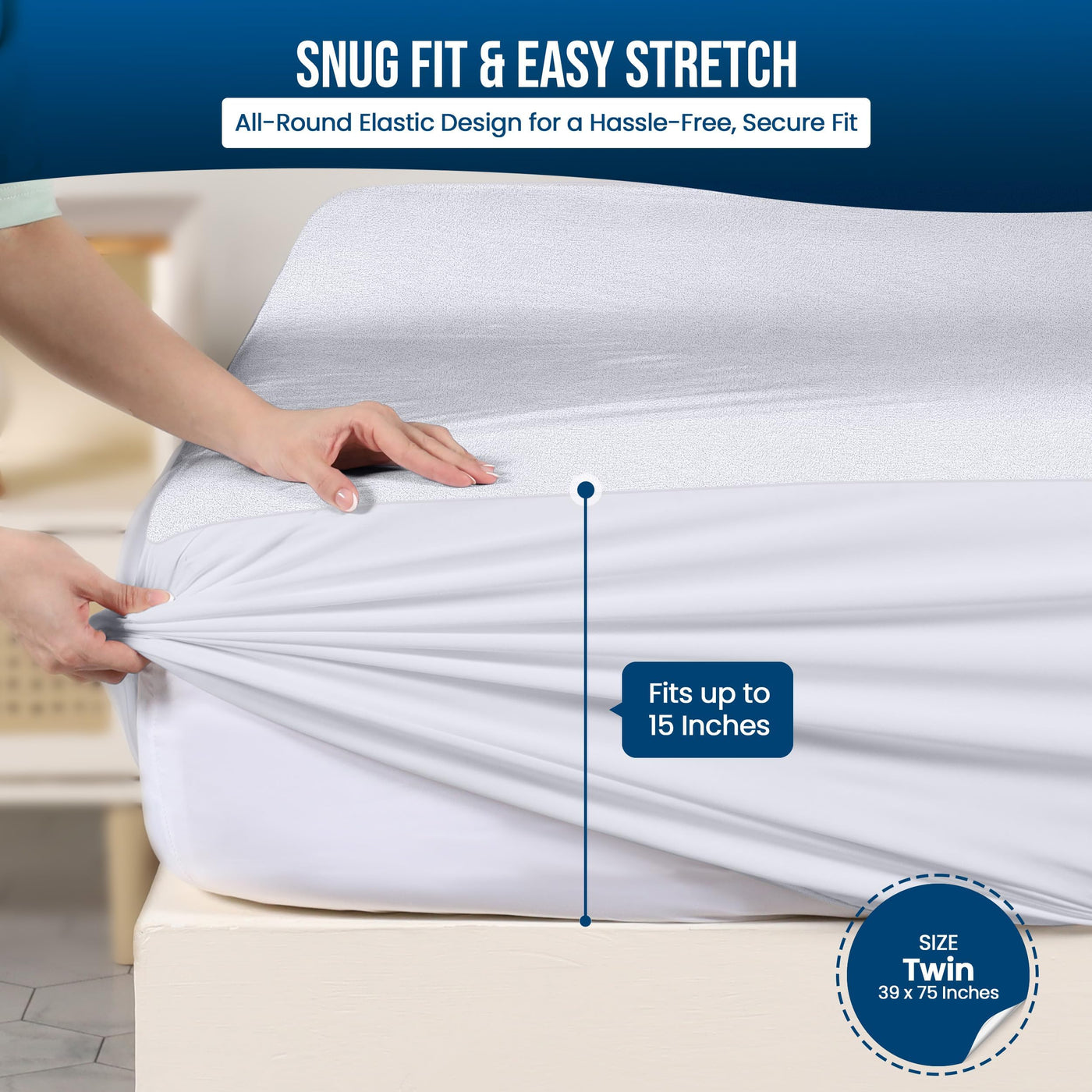 Waterproof Twin Mattress Protector - White