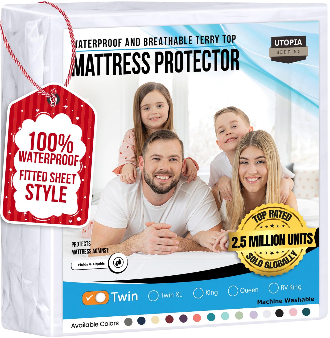 Waterproof Twin Mattress Protector - White