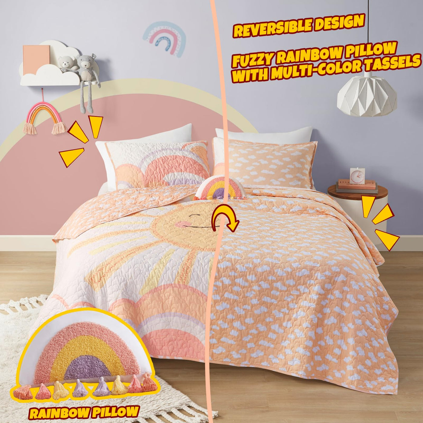 Rainbow Cloud Quilt Set - Full/Queen (4-Piece)