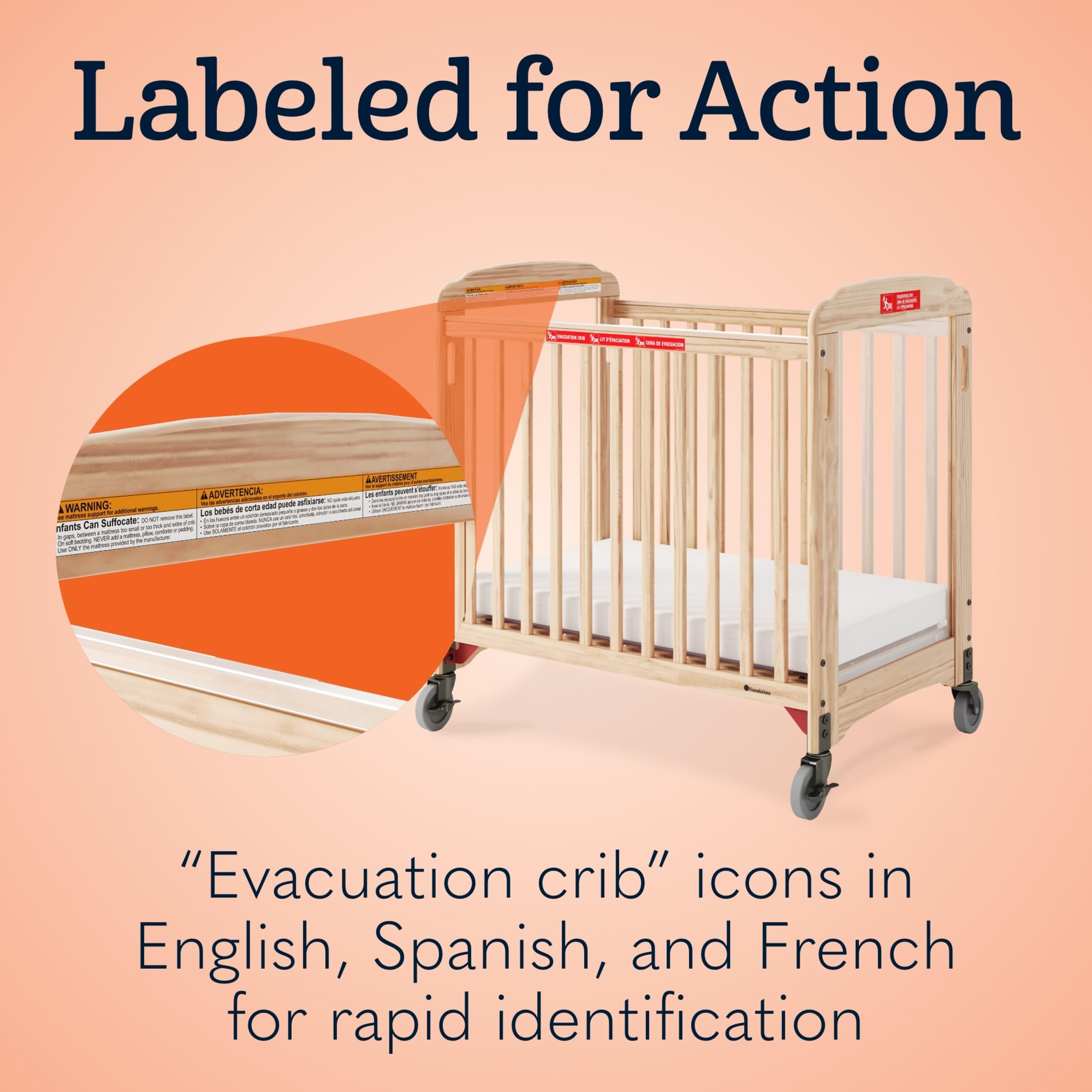 Daycare Evacuation Crib - Natural