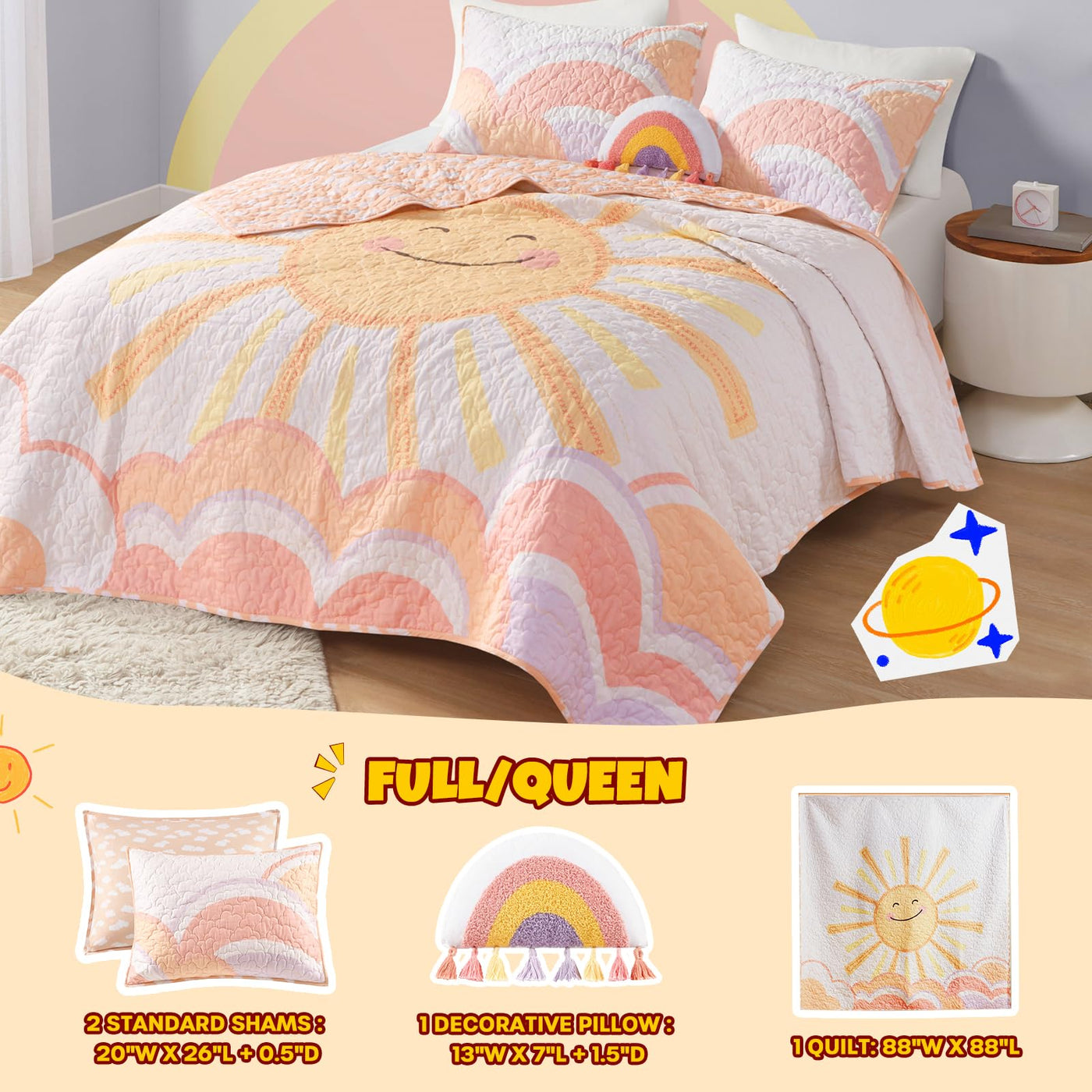 Rainbow Cloud Quilt Set - Full/Queen (4-Piece)