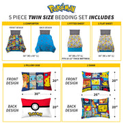 Kids Twin Comforter & Sheet Set - Pikachu Theme