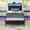 Twin Platform Bed with LED Lights & Charging Station