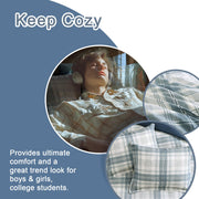 Full Comforter Set - Blue Grey Plaid (7-Piece)