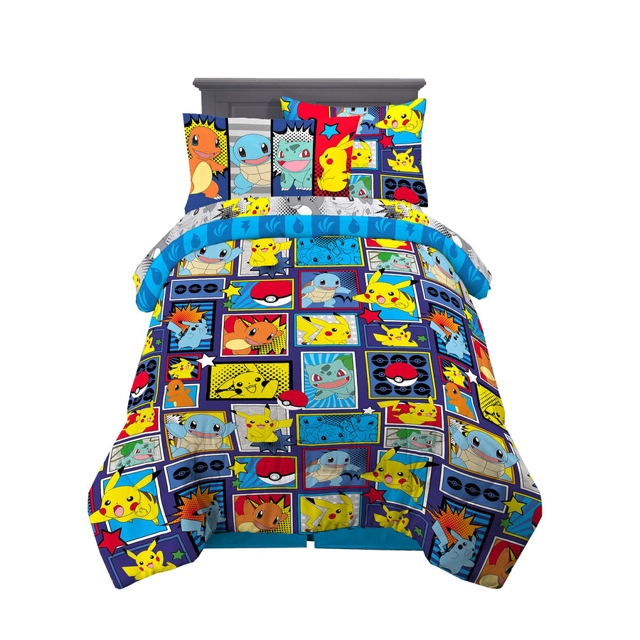 Kids Twin Comforter & Sheet Set - Pikachu Theme
