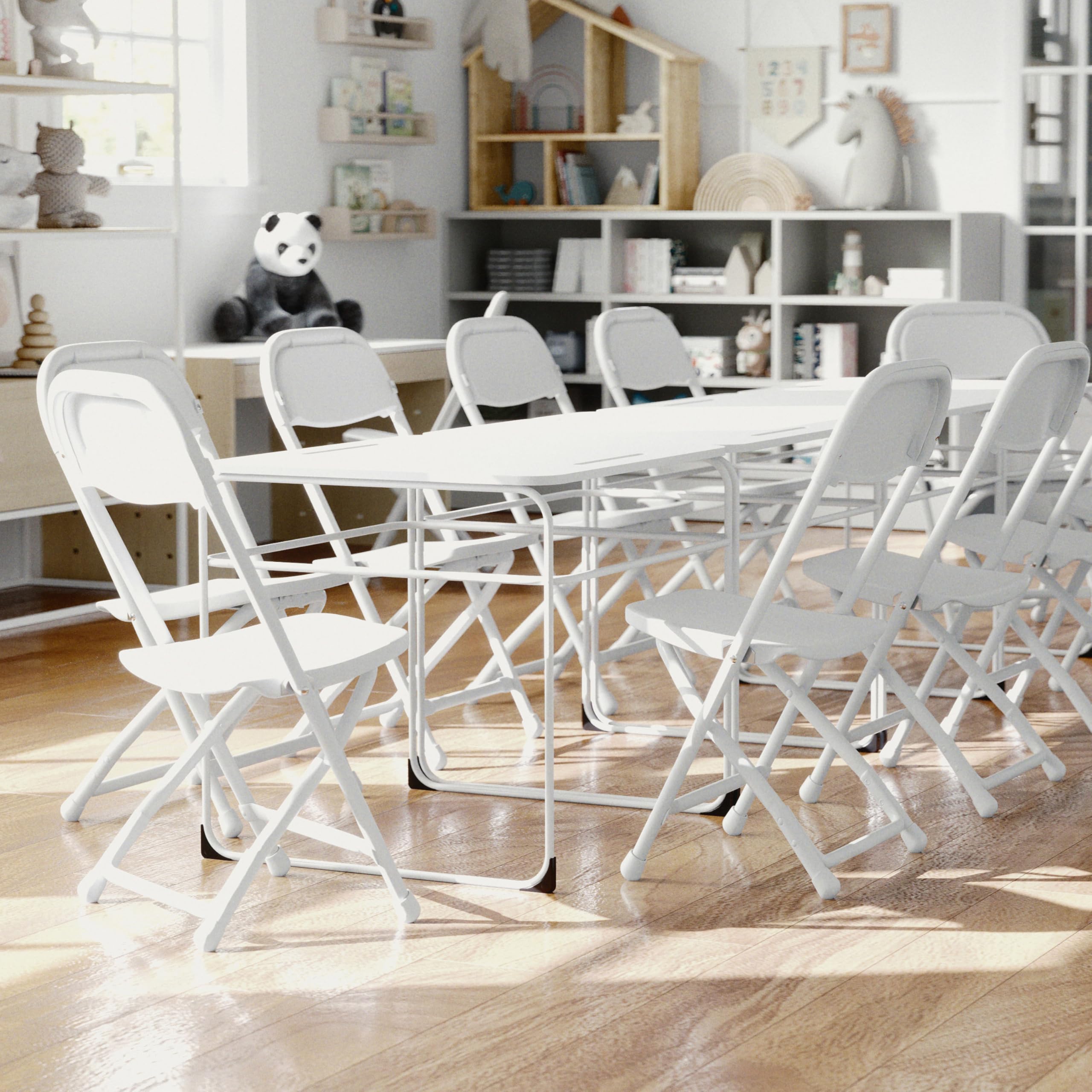 Kids Folding Chair Set - White (10-Pack)
