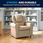 Kids Recliner Chair with Cup Holder - Beige