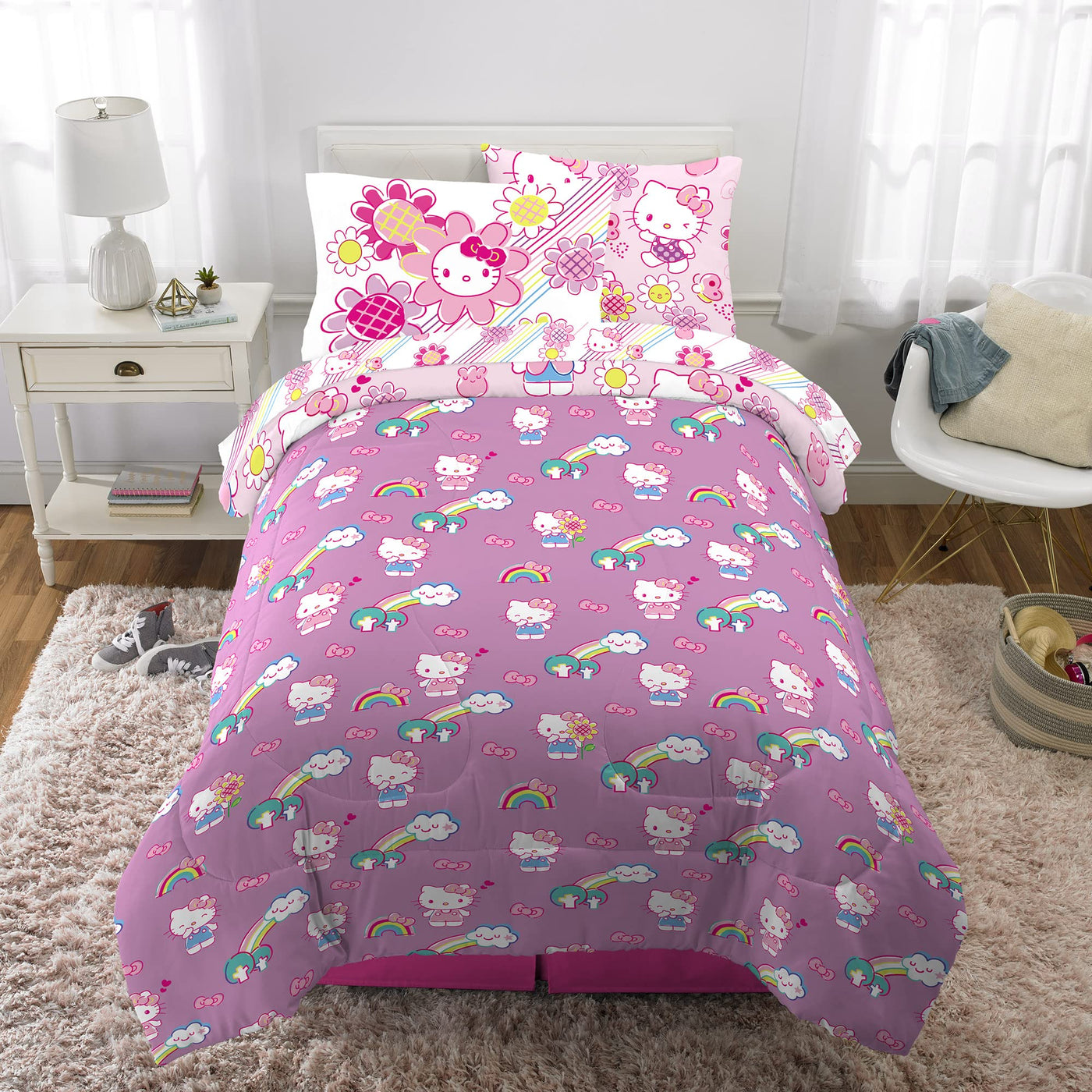 Kids Twin Bedding Set - Hello Kitty Theme (5-Piece)