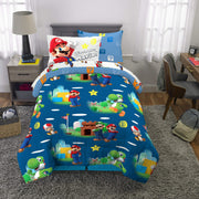 Kids Twin Comforter & Sheet Set - Mario Theme