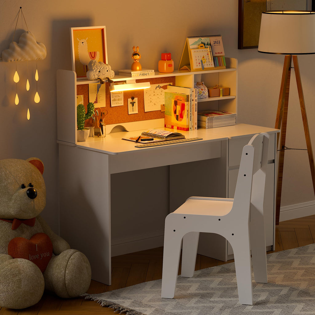 Kids Study Desk & Chair Set with Lights