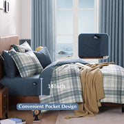 Full Comforter Set - Blue Grey Plaid (7-Piece)