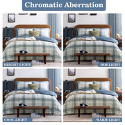 Full Comforter Set - Blue Grey Plaid (7-Piece)