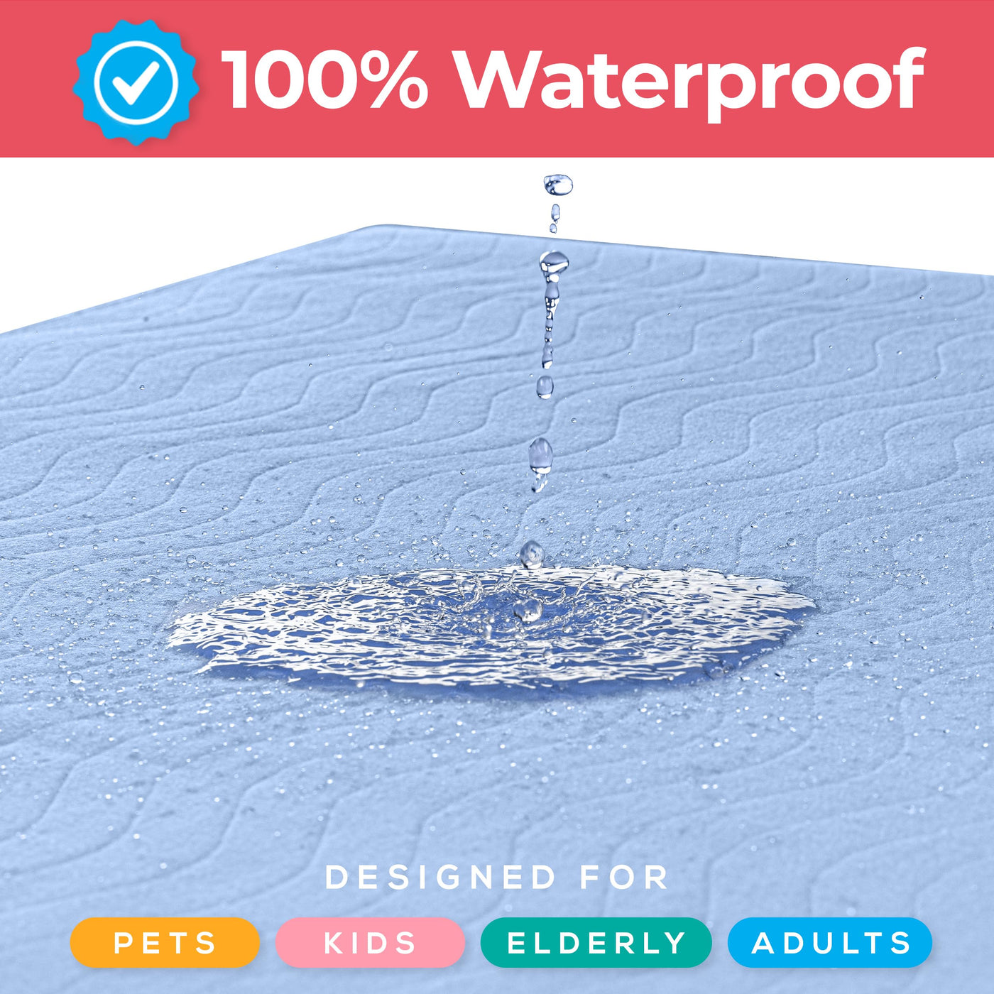 Washable Waterproof Bed Pads - Blue (4-Pack)