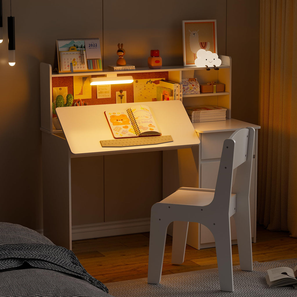 Kids Study Desk & Chair Set with Lights