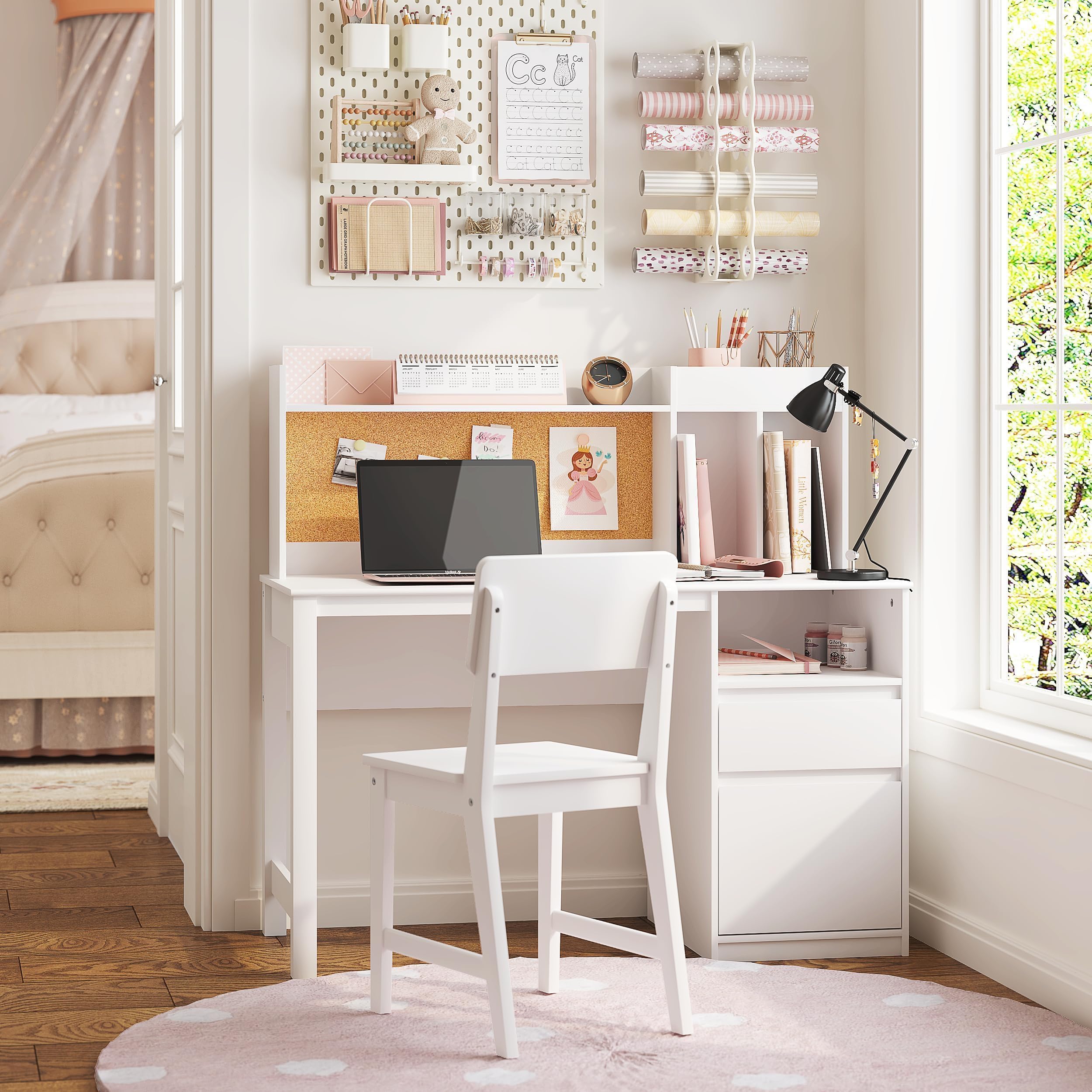 Kids Study Desk & Chair Set with Storage