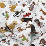 Cotton Muslin Toddler Blanket - Woof Pattern