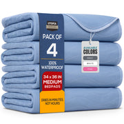 Washable Waterproof Bed Pads - Blue (4-Pack)