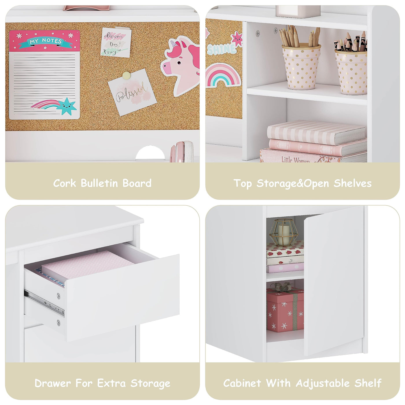 Kids Study Desk & Chair Set with Hutch