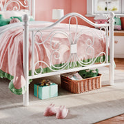 Twin Butterfly Metal Bed Frame - White