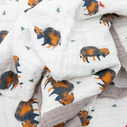 Premium Muslin Quilted Throw - Bison Pattern