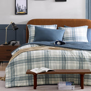 Full Comforter Set - Blue Grey Plaid (7-Piece)