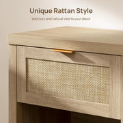 Rattan Nightstand Set - Light Oak
