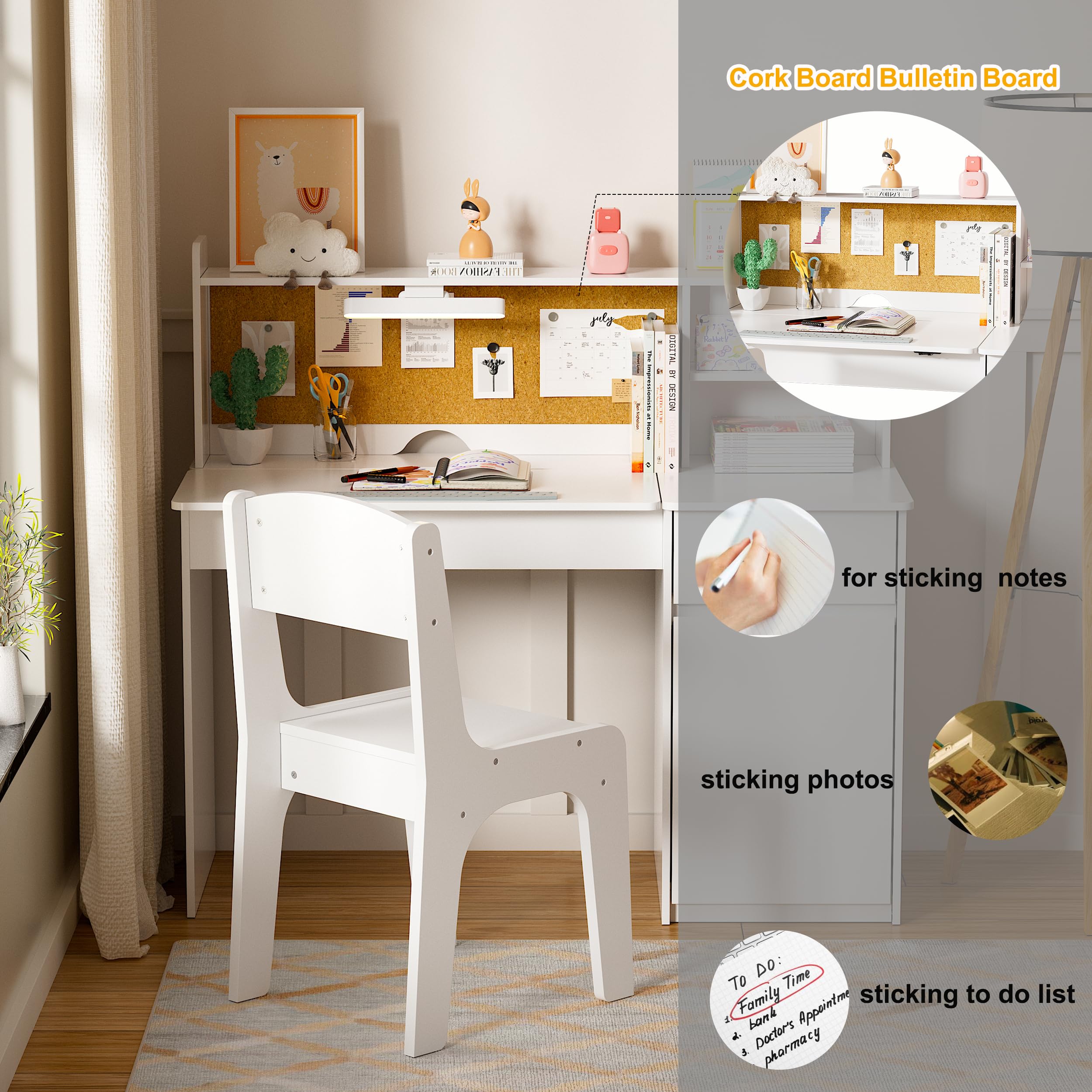 Kids Study Desk & Chair Set with Lights